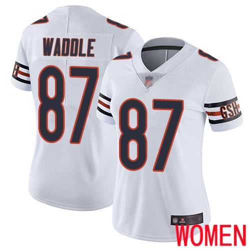 Chicago Bears Limited White Women Tom Waddle Road Jersey NFL Football #87 Vapor Untouchable->women nfl jersey->Women Jersey